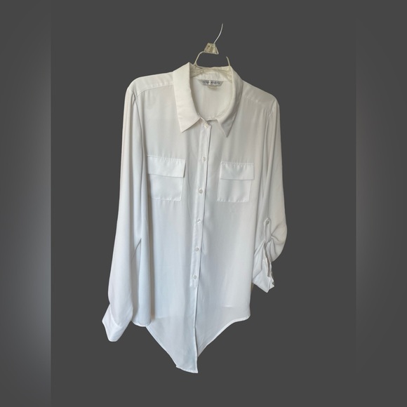 Button up waist tie long sleeve blouse - Picture 2 of 5